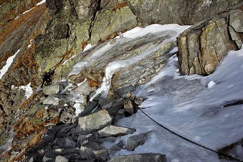 Icy path to Rysy peak