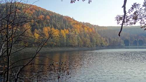 Bystrzyca reservoir at dusk