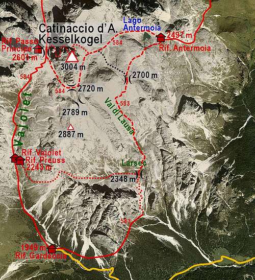 Catinaccio d'Antermoia / Kesselkogel map