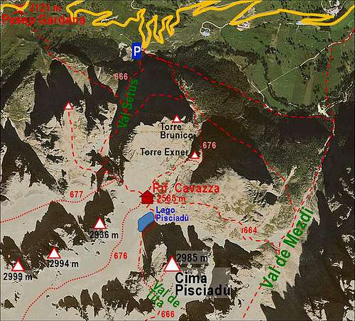 Cima Pisciadu map