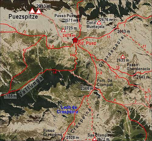 Gherdenacia plateau - map