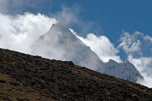 Ama Dablam from path to...