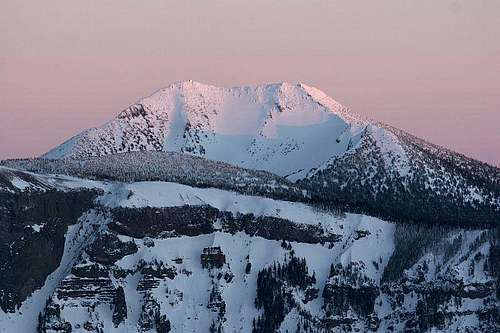 Mt. Scott in winter alpenglow