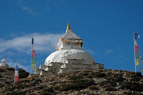 Stupas of Dingboche. Lobuche...