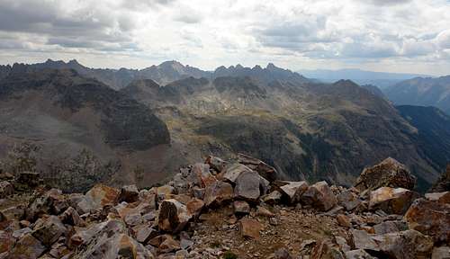 Needle Mountains from the summit of Trinity Peak