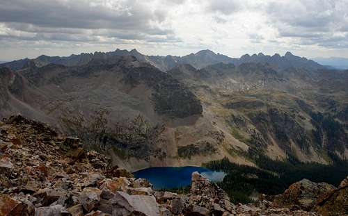 Needle Mountains and Balsam Lake from Trinity Peak