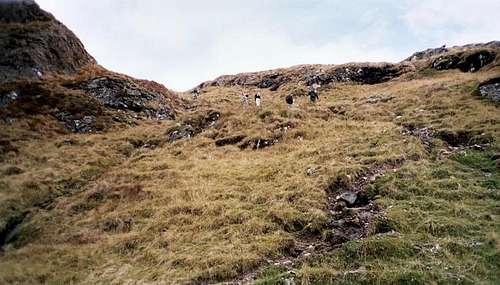 The steep ascent to the ridge