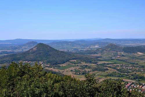 View to the hills of the Tapolca basin from the top of Badacsony