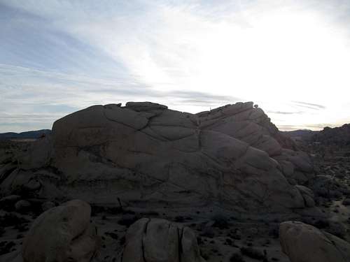At the top of a huge boulder near the Hidden Valley Campground, Joshua Tree National Park