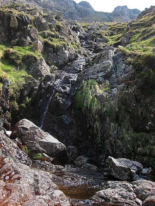 A short slippery step up in the Grains Gill