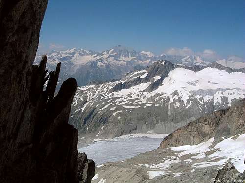 Gross Furkahorn summit view toward Berner Oberland and Rhonegletscher
