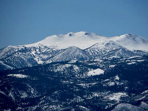 Zoom shot of Mount Rose from the Sun Valley hills