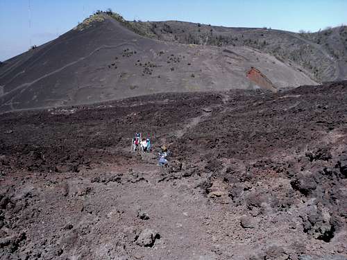 Trail through lava at Pacaya Volcano in Guatemala