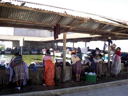 Washing clothes roadside in rural Guatemala