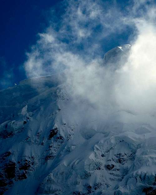 Clouds swirling around Nevado Rurec