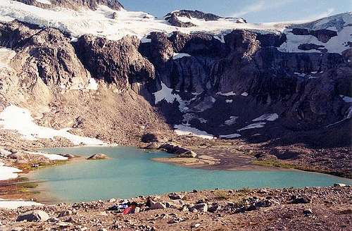 Ouzel Lake (5,700 ft) and our...