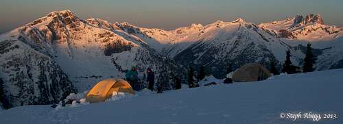 Snow camping on Sourdough Mountain