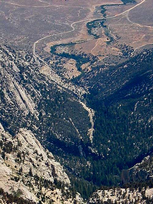 High Sierra Trail looking down at Whitney Portal