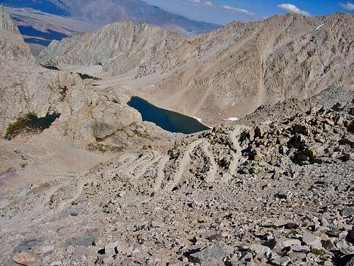 High Sierra Trail switchbacks coming down from Mt. Whitney