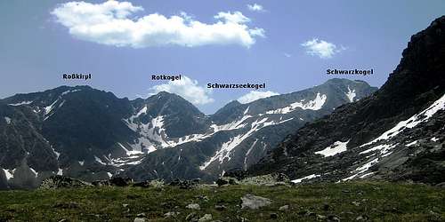 Annotated panorama of the central part of the Polleskamm, viewed from the northwest