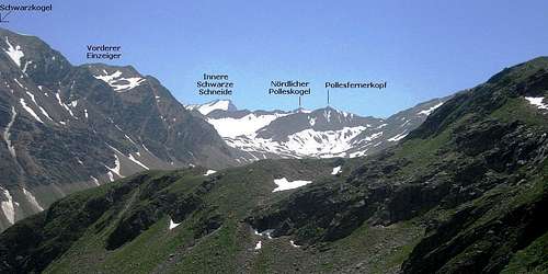 Annotated panorama of the southern Pollestal