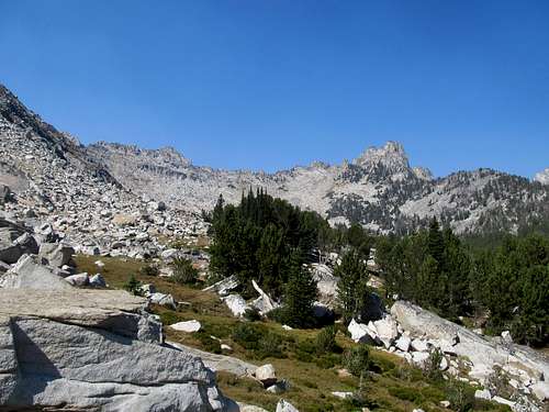 rock spires rising over Gorge Lake