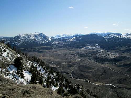 Bunsen Peak and Mammoth Hot Springs, seen from the summit of the northwest face of Mount Everts