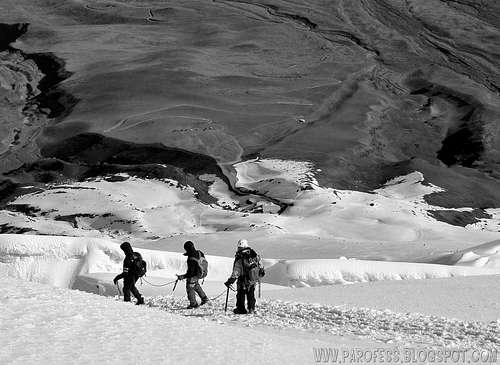 Boriss and his clients down climbing Cotopaxi