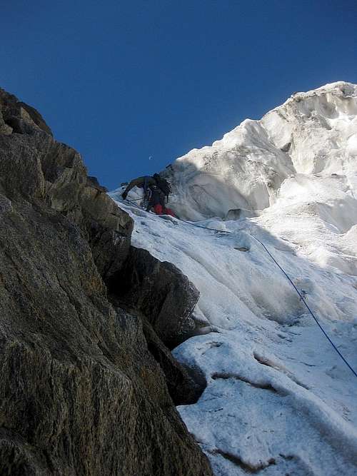 Hans Wim climbing the icefall