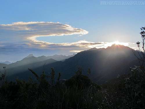 Cool rays of sun behind the west side of Itatiaia NP