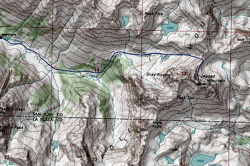 Jagged Mountain Standard Route Map