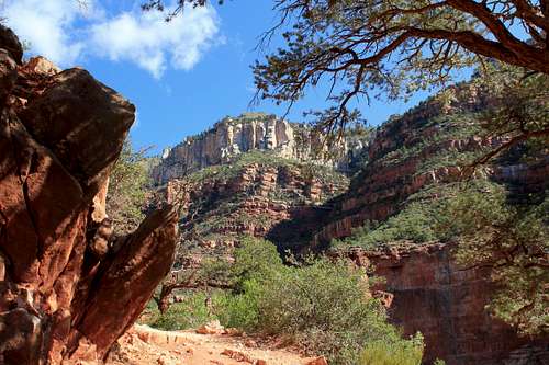 Looking up the North Kaibab Trail above Roaring Springs