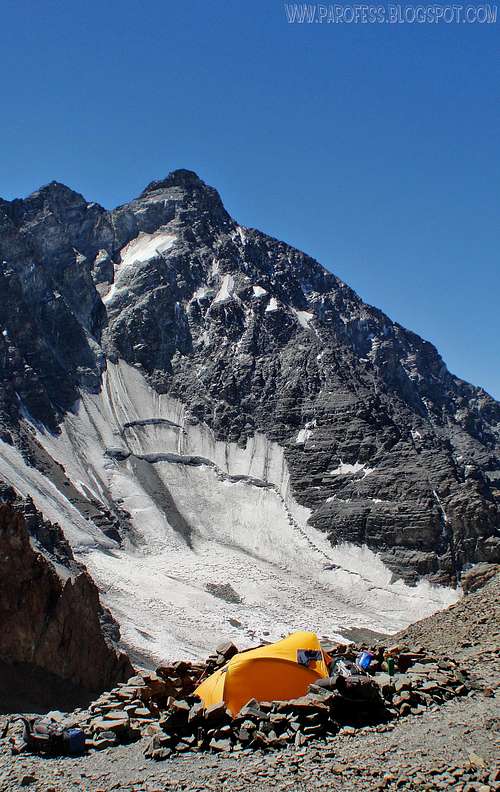 Rincon and its glacier from my camp at La Hoyada, 4670m