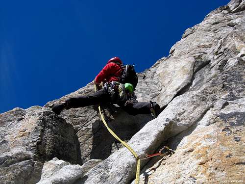 Climbing on Poncione Cassina Baggio S face