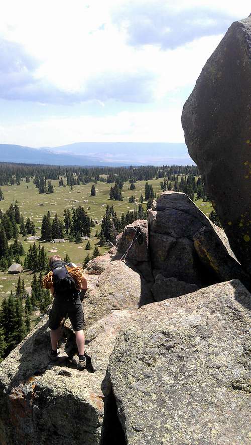 Climbing on Boulders on Fish Lake Hightop
