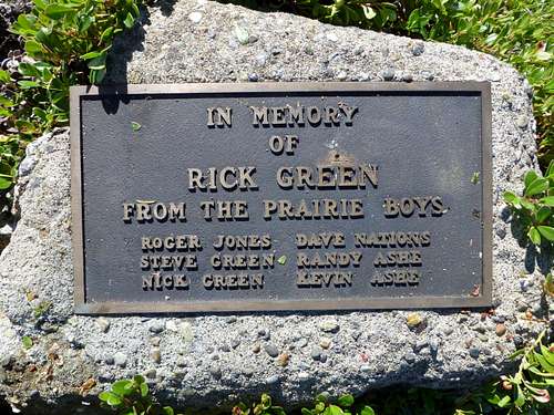 Memorial marker on summit of Prairie Mountain