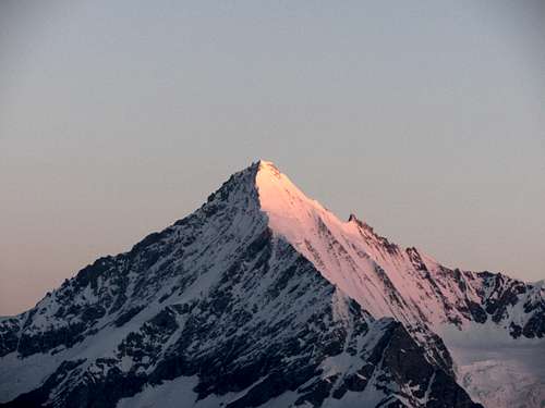 Weisshorn touched by the first rays of sun