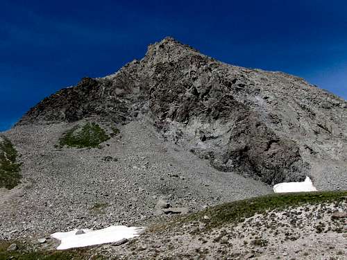 Below the eastern ridgeline of Peak 13132 ft