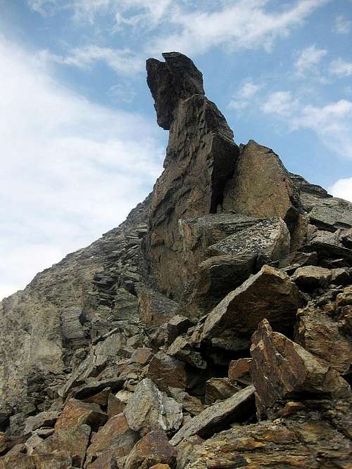 A weird looking rock on the south ridge of the Hoher Nebelkogel