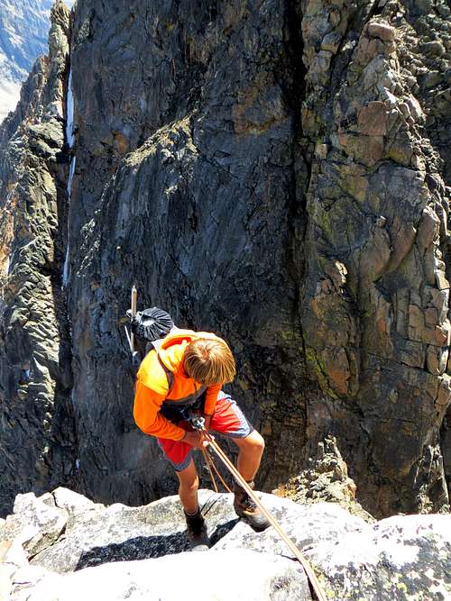 Rappelling into the notch