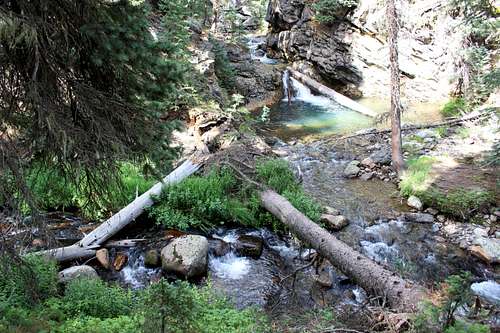 Waterfall and confluence of Trinity Creek and Vallecito Creek