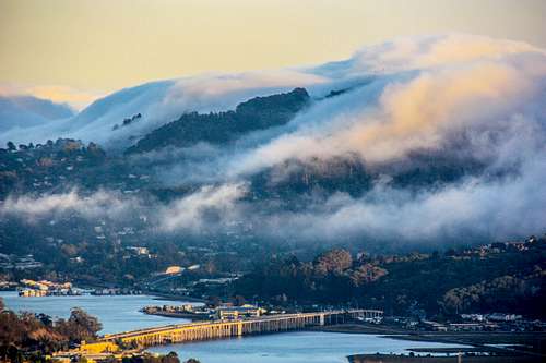 Coastal fog engulfs Sausalito