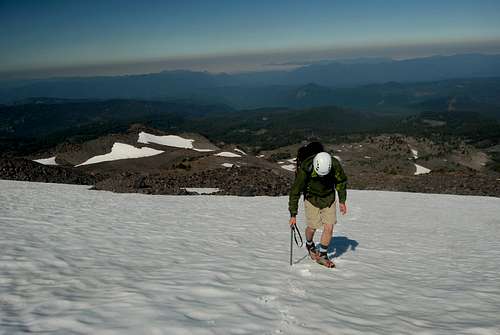 Heading up the snowfield on Middle Sister