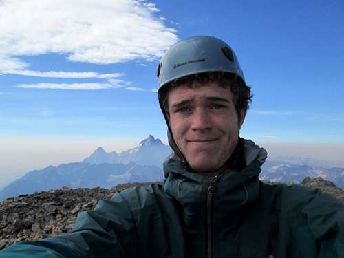 Myself alone on the summit of Mount Moran, August 19, 2013