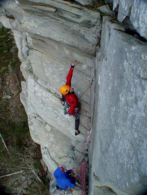 Chalking up before the crux...