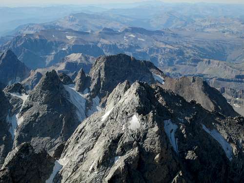 The Middle Teton and South Teton seen from the Upper Exum Ridge of the Grand Teton