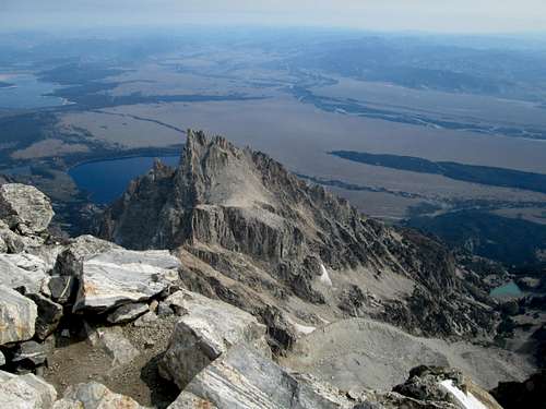 Teewinot seen from the summit of the Grand Teton