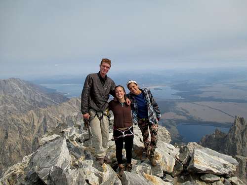Myself and my friends Naomi and Nadine on the summit of the Grand Teton