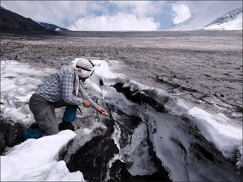 Getting water from a glacial stream
