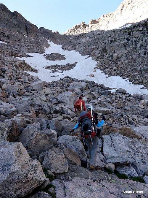 Ascending the north-facing gully